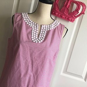 Talbots Nautical Beaded V-Neck Blouse